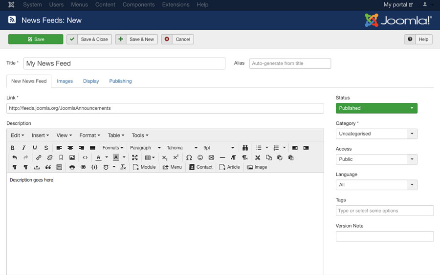 New Feed của Joomla